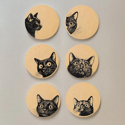Coasters for Drinks with Holder Set of 6, Inspirational Cork Coaster Absorbent for Office Desk Inspired Table Coasters Kitchen Decor House Warming Gifts for New Home Couples, Round 4"