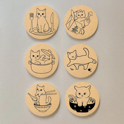 Coasters for Drinks with Holder Set of 6, Inspirational Cork Coaster Absorbent for Office Desk Inspired Table Coasters Kitchen Decor House Warming Gifts for New Home Couples, Round 4"