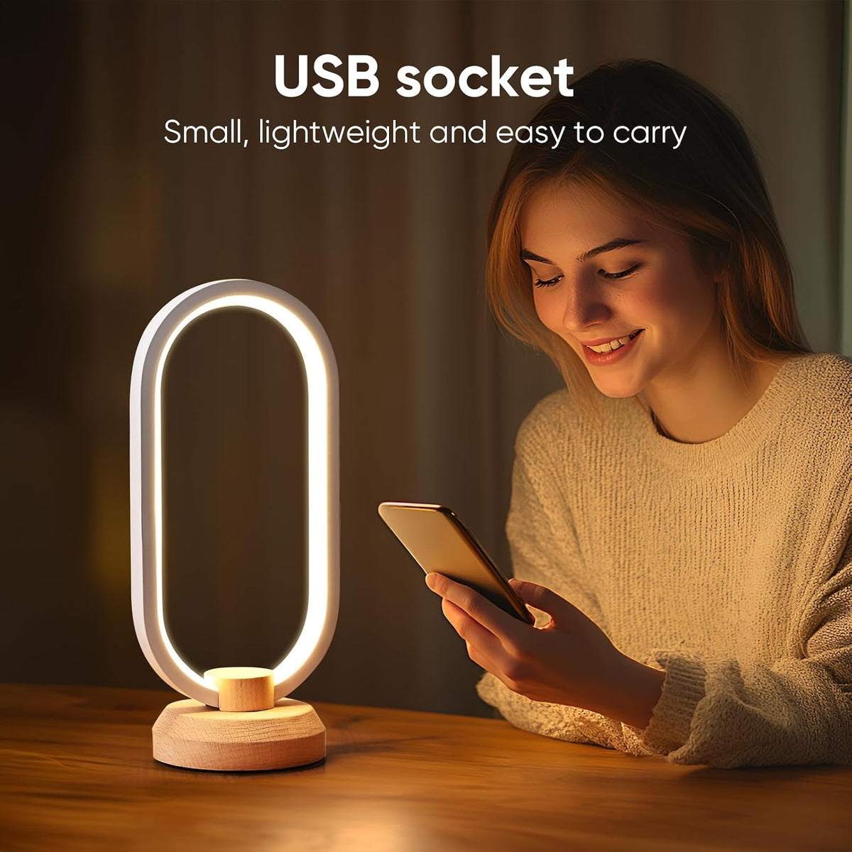Modern Desk lamp LED Wood Table Lamp, Bedroom Bedside Night Light, Dimmable Led Lighting, Creative Home Decor, Unique House warmging Gift