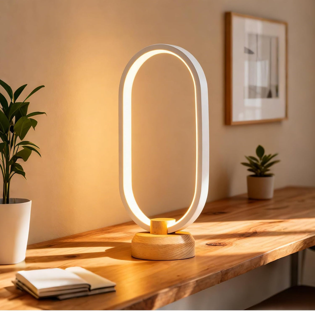 Modern Desk lamp LED Wood Table Lamp, Bedroom Bedside Night Light, Dimmable Led Lighting, Creative Home Decor, Unique House warmging Gift
