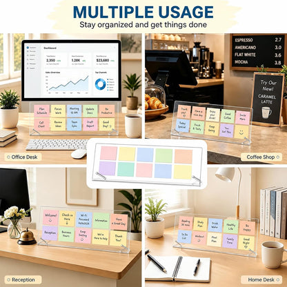 Monitor Memo Board 15"x7.9", Large Transparent Acrylic Sticky Note Holder