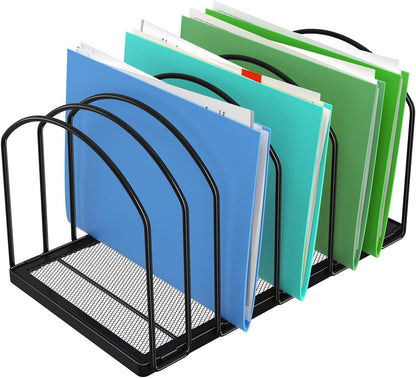 Desk File Sorter Organizer, 9 Section File Rack, Black