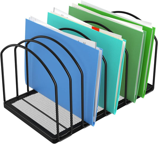 Desk File Sorter Organizer, 9 Section File Rack, Black
