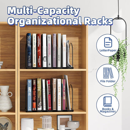 Desk File Sorter Organizer, 9 Section File Rack, Black