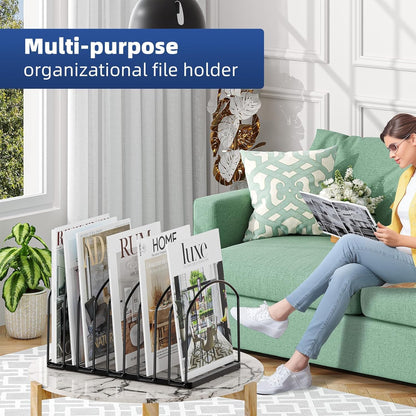 Desk File Sorter Organizer, 9 Section File Rack, Black