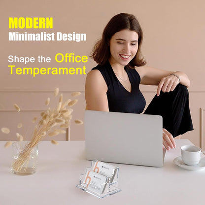 Business Card Holder for Desk 2 Tier 2 Slots, Clear Acrylic Business Card Display Stand for Women and Men, Organize 100 Cards-1 Pack (2 Slots-H)