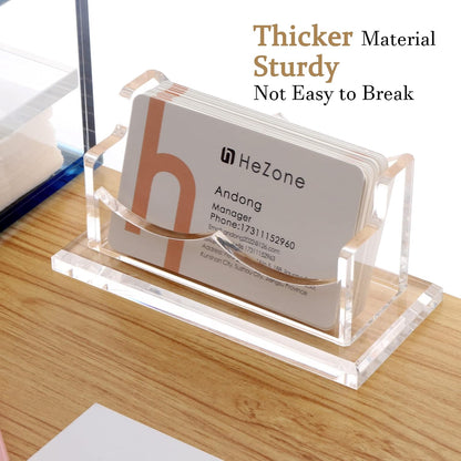Business Card Holder for Desk 2 Tier 2 Slots, Clear Acrylic Business Card Display Stand for Women and Men, Organize 100 Cards-1 Pack (2 Slots-H)