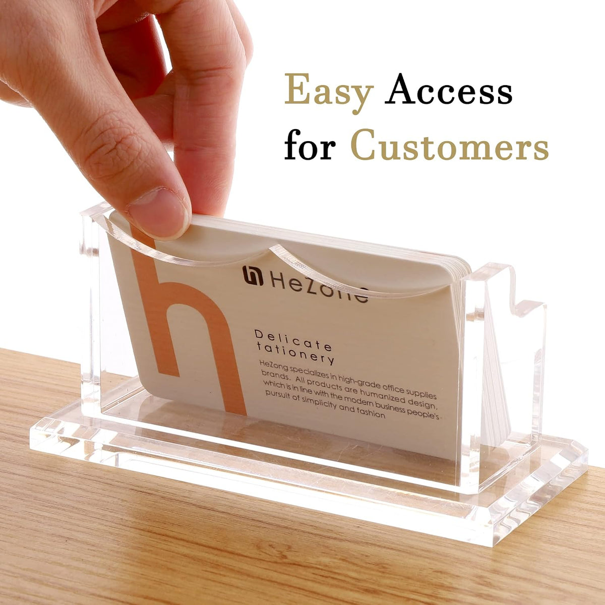 Business Card Holder for Desk 2 Tier 2 Slots, Clear Acrylic Business Card Display Stand for Women and Men, Organize 100 Cards-1 Pack (2 Slots-H)