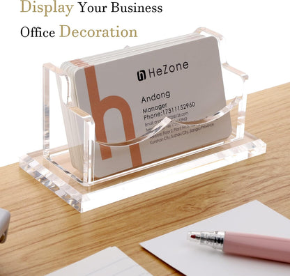 Business Card Holder for Desk 2 Tier 2 Slots, Clear Acrylic Business Card Display Stand for Women and Men, Organize 100 Cards-1 Pack (2 Slots-H)