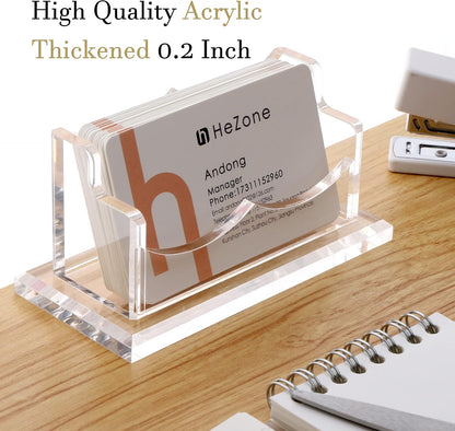 Business Card Holder for Desk 2 Tier 2 Slots, Clear Acrylic Business Card Display Stand for Women and Men, Organize 100 Cards-1 Pack (2 Slots-H)