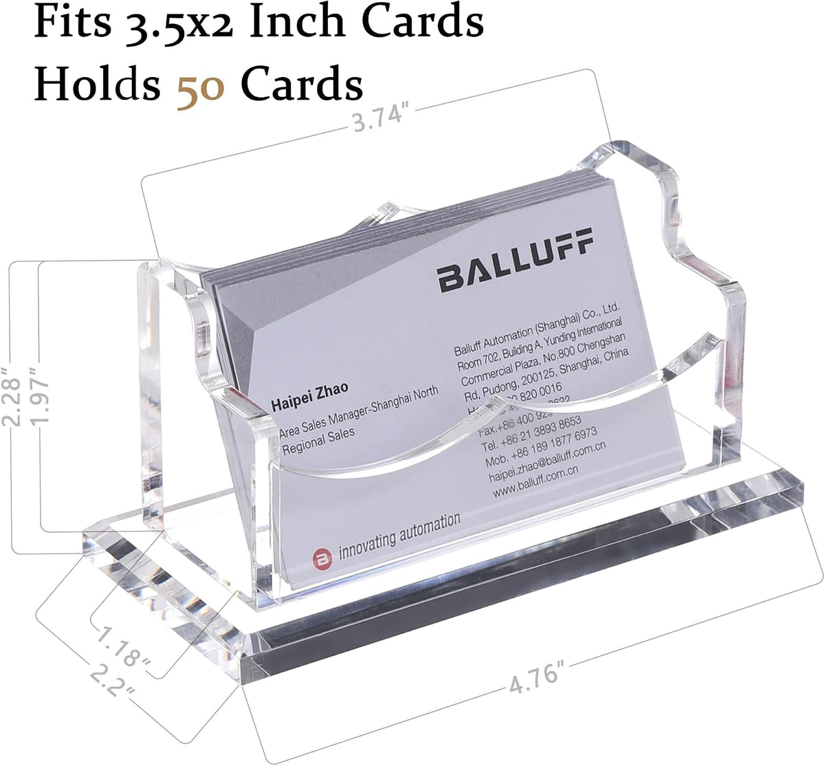 Business Card Holder for Desk 2 Tier 2 Slots, Clear Acrylic Business Card Display Stand for Women and Men, Organize 100 Cards-1 Pack (2 Slots-H)