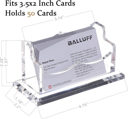 Business Card Holder for Desk 2 Tier 2 Slots, Clear Acrylic Business Card Display Stand for Women and Men, Organize 100 Cards-1 Pack (2 Slots-H)
