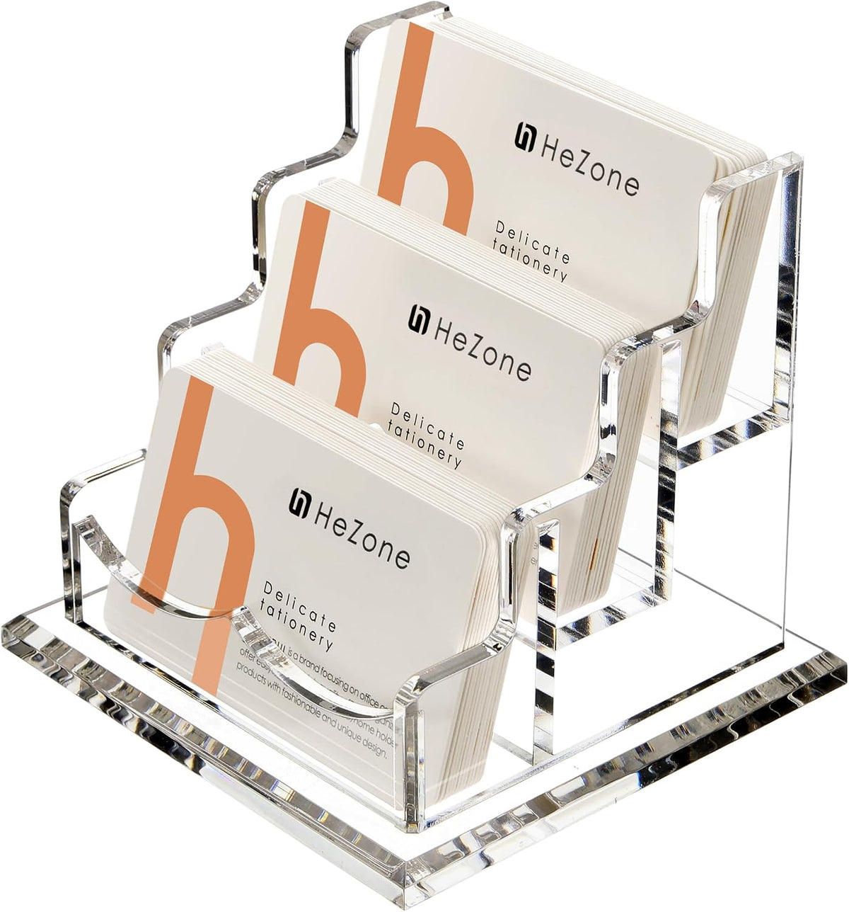 Business Card Holder for Desk 2 Tier 2 Slots, Clear Acrylic Business Card Display Stand for Women and Men, Organize 100 Cards-1 Pack (2 Slots-H)