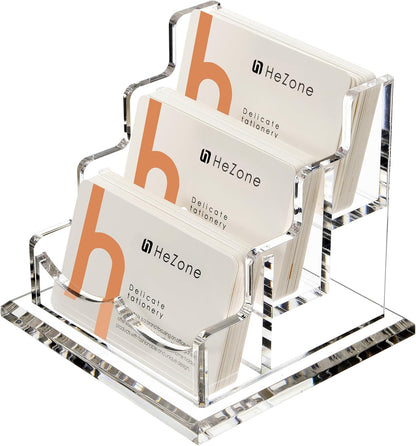 Business Card Holder for Desk 2 Tier 2 Slots, Clear Acrylic Business Card Display Stand for Women and Men, Organize 100 Cards-1 Pack (2 Slots-H)