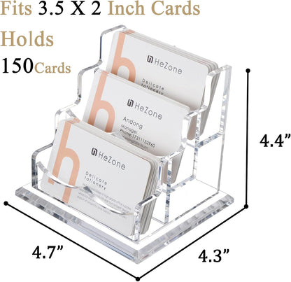 Business Card Holder for Desk 2 Tier 2 Slots, Clear Acrylic Business Card Display Stand for Women and Men, Organize 100 Cards-1 Pack (2 Slots-H)