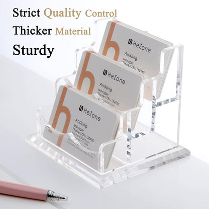 Business Card Holder for Desk 2 Tier 2 Slots, Clear Acrylic Business Card Display Stand for Women and Men, Organize 100 Cards-1 Pack (2 Slots-H)