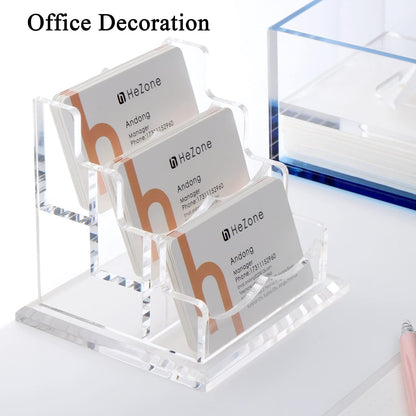 Business Card Holder for Desk 2 Tier 2 Slots, Clear Acrylic Business Card Display Stand for Women and Men, Organize 100 Cards-1 Pack (2 Slots-H)