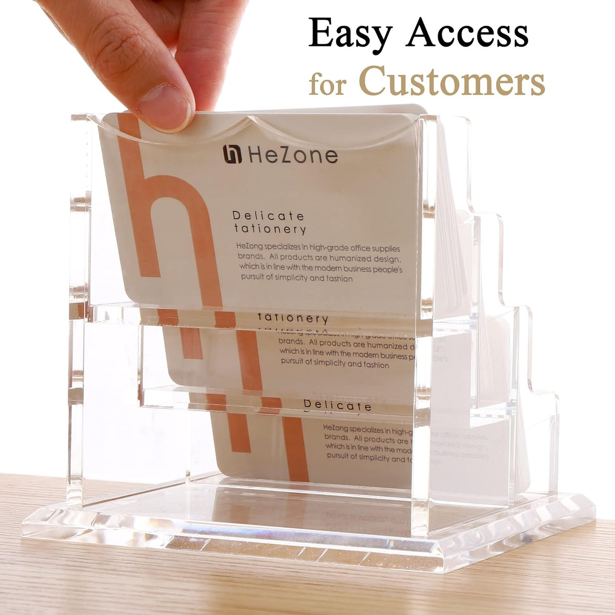 Business Card Holder for Desk 2 Tier 2 Slots, Clear Acrylic Business Card Display Stand for Women and Men, Organize 100 Cards-1 Pack (2 Slots-H)