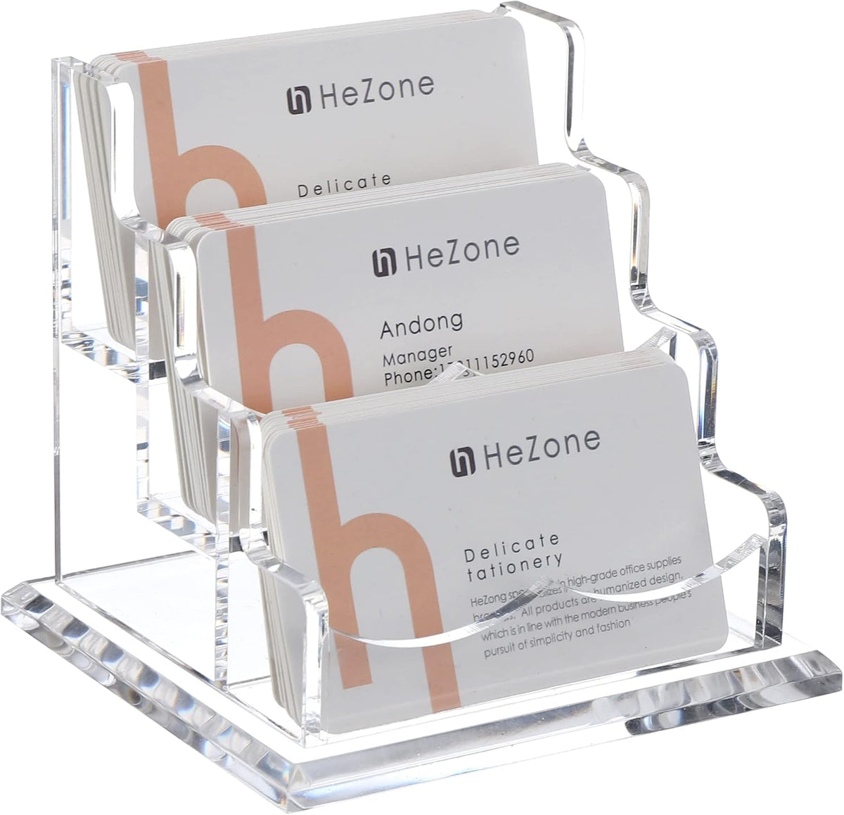 Business Card Holder for Desk 2 Tier 2 Slots, Clear Acrylic Business Card Display Stand for Women and Men, Organize 100 Cards-1 Pack (2 Slots-H)