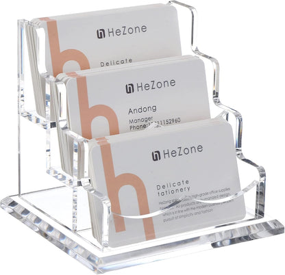 Business Card Holder for Desk 2 Tier 2 Slots, Clear Acrylic Business Card Display Stand for Women and Men, Organize 100 Cards-1 Pack (2 Slots-H)