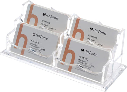 Business Card Holder for Desk 2 Tier 2 Slots, Clear Acrylic Business Card Display Stand for Women and Men, Organize 100 Cards-1 Pack (2 Slots-H)