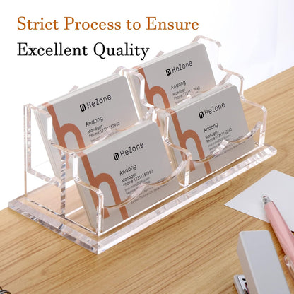 Business Card Holder for Desk 2 Tier 2 Slots, Clear Acrylic Business Card Display Stand for Women and Men, Organize 100 Cards-1 Pack (2 Slots-H)
