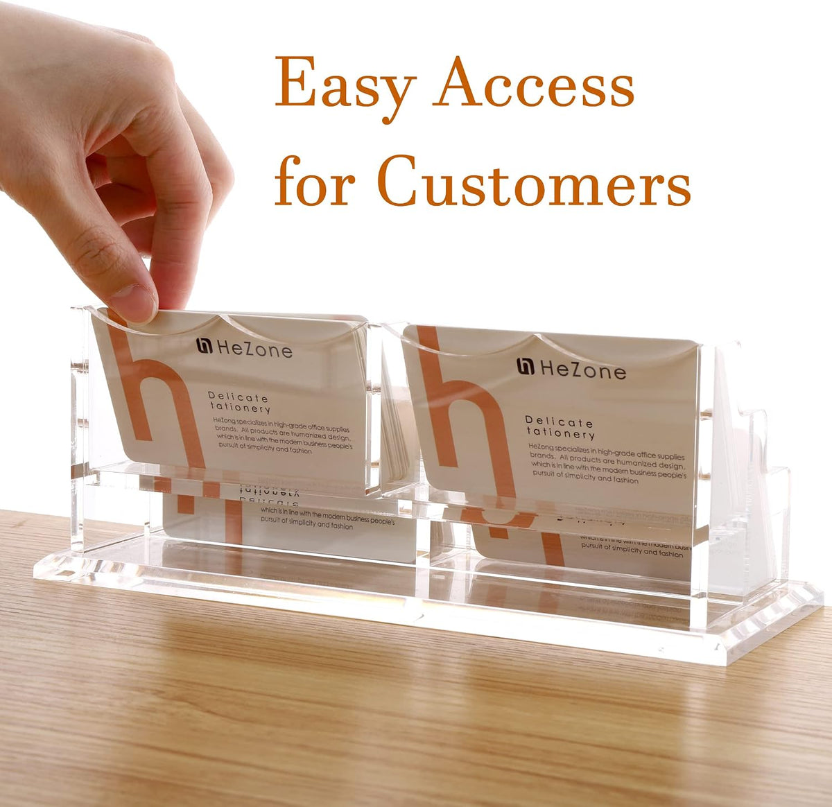Business Card Holder for Desk 2 Tier 2 Slots, Clear Acrylic Business Card Display Stand for Women and Men, Organize 100 Cards-1 Pack (2 Slots-H)