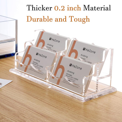 Business Card Holder for Desk 2 Tier 2 Slots, Clear Acrylic Business Card Display Stand for Women and Men, Organize 100 Cards-1 Pack (2 Slots-H)