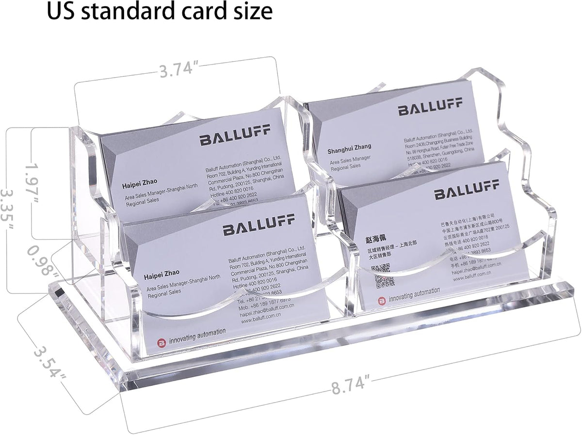Business Card Holder for Desk 2 Tier 2 Slots, Clear Acrylic Business Card Display Stand for Women and Men, Organize 100 Cards-1 Pack (2 Slots-H)