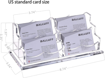 Business Card Holder for Desk 2 Tier 2 Slots, Clear Acrylic Business Card Display Stand for Women and Men, Organize 100 Cards-1 Pack (2 Slots-H)