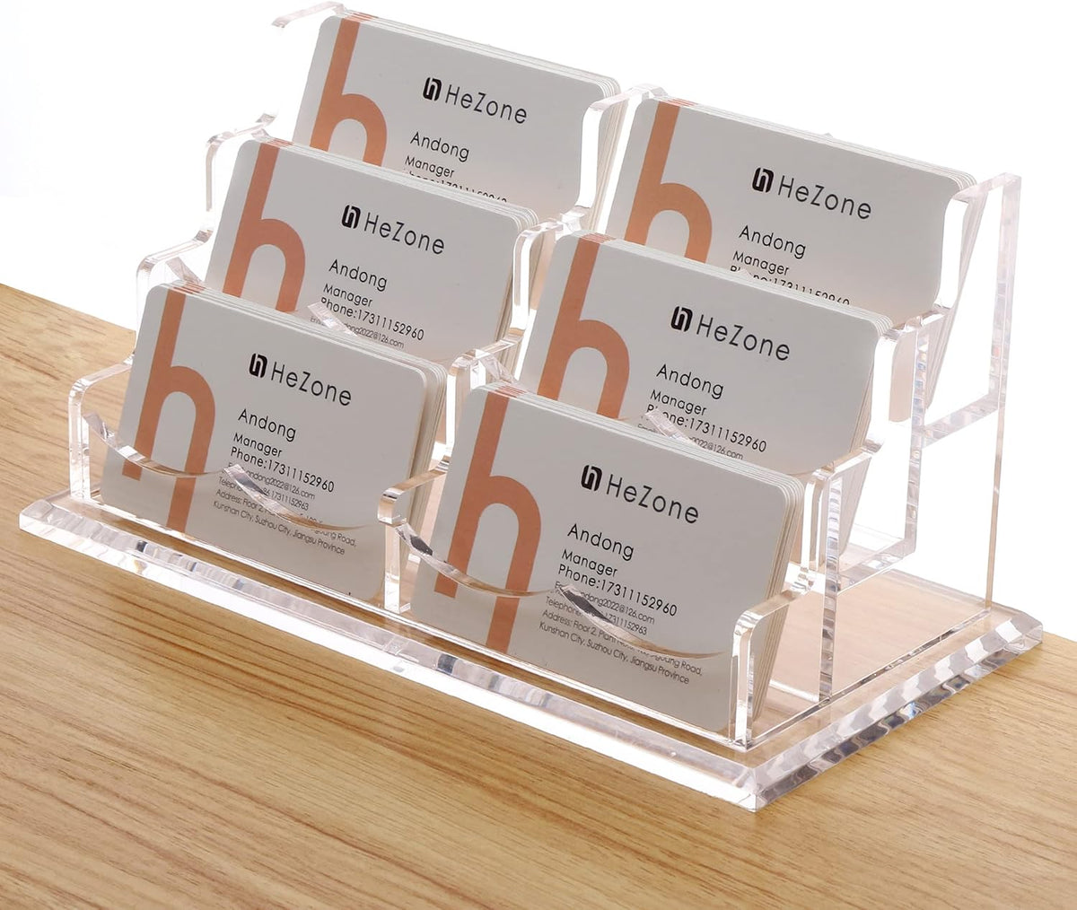 Business Card Holder for Desk 2 Tier 2 Slots, Clear Acrylic Business Card Display Stand for Women and Men, Organize 100 Cards-1 Pack (2 Slots-H)