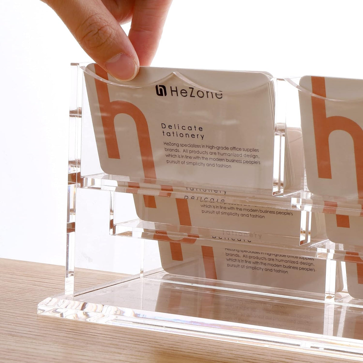 Business Card Holder for Desk 2 Tier 2 Slots, Clear Acrylic Business Card Display Stand for Women and Men, Organize 100 Cards-1 Pack (2 Slots-H)