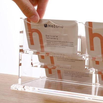 Business Card Holder for Desk 2 Tier 2 Slots, Clear Acrylic Business Card Display Stand for Women and Men, Organize 100 Cards-1 Pack (2 Slots-H)