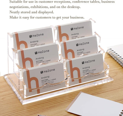 Business Card Holder for Desk 2 Tier 2 Slots, Clear Acrylic Business Card Display Stand for Women and Men, Organize 100 Cards-1 Pack (2 Slots-H)