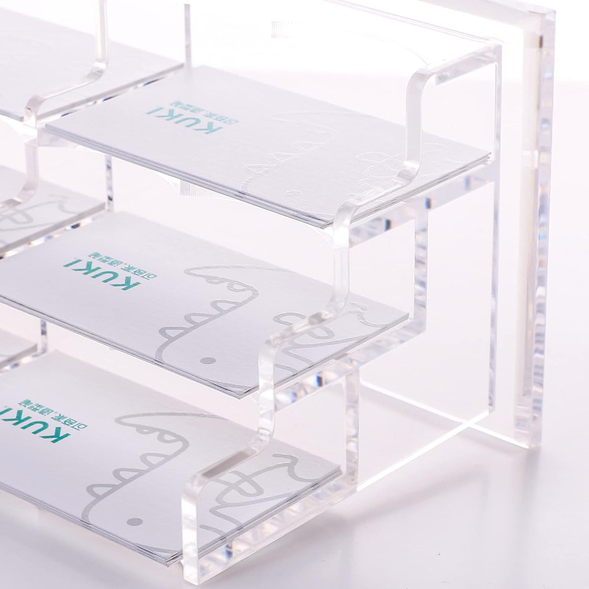 Business Card Holder for Desk 2 Tier 2 Slots, Clear Acrylic Business Card Display Stand for Women and Men, Organize 100 Cards-1 Pack (2 Slots-H)