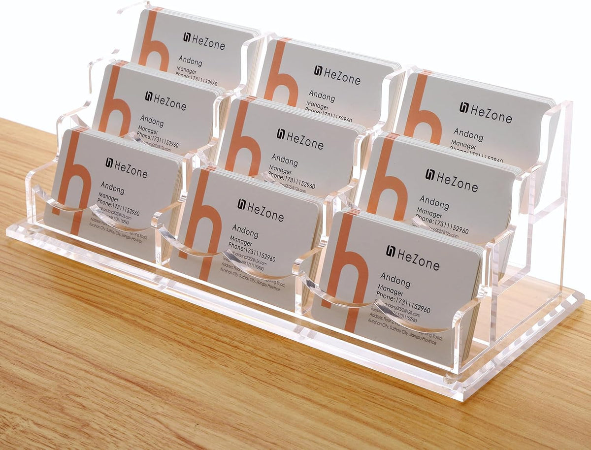 Business Card Holder for Desk 2 Tier 2 Slots, Clear Acrylic Business Card Display Stand for Women and Men, Organize 100 Cards-1 Pack (2 Slots-H)