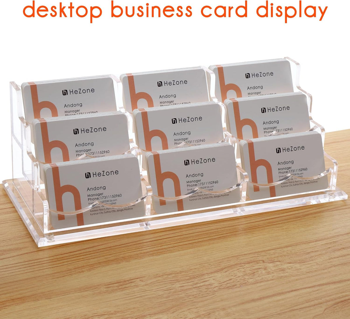 Business Card Holder for Desk 2 Tier 2 Slots, Clear Acrylic Business Card Display Stand for Women and Men, Organize 100 Cards-1 Pack (2 Slots-H)