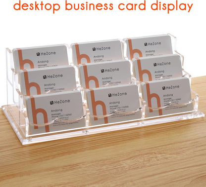 Business Card Holder for Desk 2 Tier 2 Slots, Clear Acrylic Business Card Display Stand for Women and Men, Organize 100 Cards-1 Pack (2 Slots-H)