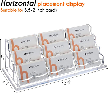 Business Card Holder for Desk 2 Tier 2 Slots, Clear Acrylic Business Card Display Stand for Women and Men, Organize 100 Cards-1 Pack (2 Slots-H)