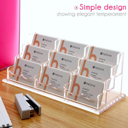 Business Card Holder for Desk 2 Tier 2 Slots, Clear Acrylic Business Card Display Stand for Women and Men, Organize 100 Cards-1 Pack (2 Slots-H)
