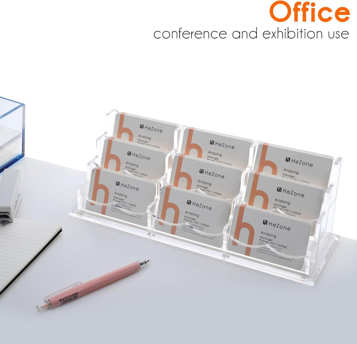 Business Card Holder for Desk 2 Tier 2 Slots, Clear Acrylic Business Card Display Stand for Women and Men, Organize 100 Cards-1 Pack (2 Slots-H)
