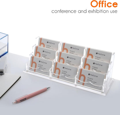 Business Card Holder for Desk 2 Tier 2 Slots, Clear Acrylic Business Card Display Stand for Women and Men, Organize 100 Cards-1 Pack (2 Slots-H)