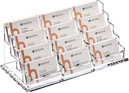 Business Card Holder for Desk 2 Tier 2 Slots, Clear Acrylic Business Card Display Stand for Women and Men, Organize 100 Cards-1 Pack (2 Slots-H)