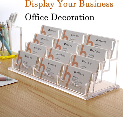 Business Card Holder for Desk 2 Tier 2 Slots, Clear Acrylic Business Card Display Stand for Women and Men, Organize 100 Cards-1 Pack (2 Slots-H)
