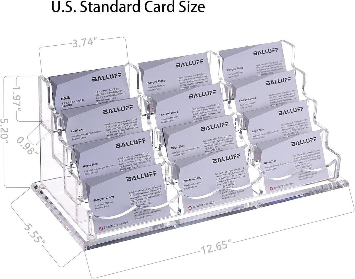 Business Card Holder for Desk 2 Tier 2 Slots, Clear Acrylic Business Card Display Stand for Women and Men, Organize 100 Cards-1 Pack (2 Slots-H)
