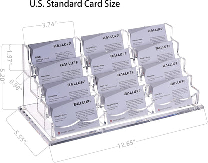 Business Card Holder for Desk 2 Tier 2 Slots, Clear Acrylic Business Card Display Stand for Women and Men, Organize 100 Cards-1 Pack (2 Slots-H)