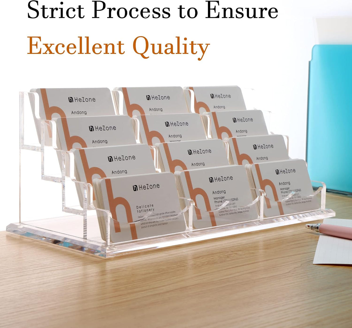 Business Card Holder for Desk 2 Tier 2 Slots, Clear Acrylic Business Card Display Stand for Women and Men, Organize 100 Cards-1 Pack (2 Slots-H)