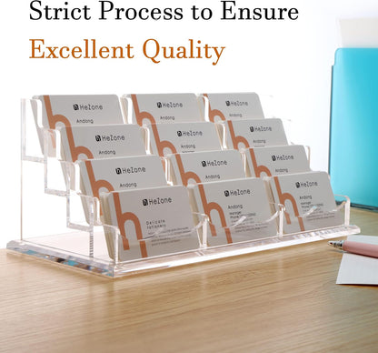 Business Card Holder for Desk 2 Tier 2 Slots, Clear Acrylic Business Card Display Stand for Women and Men, Organize 100 Cards-1 Pack (2 Slots-H)