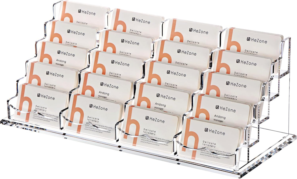 Business Card Holder for Desk 2 Tier 2 Slots, Clear Acrylic Business Card Display Stand for Women and Men, Organize 100 Cards-1 Pack (2 Slots-H)