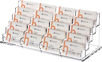 Business Card Holder for Desk 2 Tier 2 Slots, Clear Acrylic Business Card Display Stand for Women and Men, Organize 100 Cards-1 Pack (2 Slots-H)